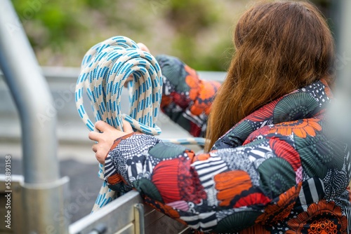 woman worker working with rope and cord in australia