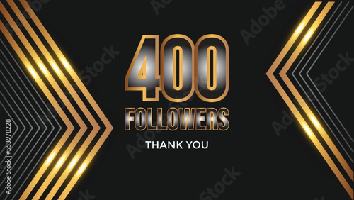 Thank you 400 followers congratulation template banner. four hundred followers 