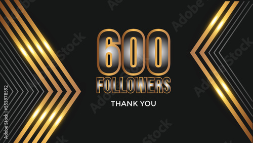 Thank you design Greeting card template for social networks followers, subscribers, like. 600 followers. Thank you banner for social friends and followers. 