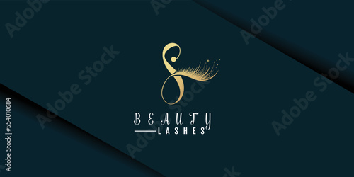 Beauty lashes logo with initial s concept design icon vector for beauty business