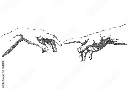 The Creation of Adam, illustration over a transparent background, PNG image