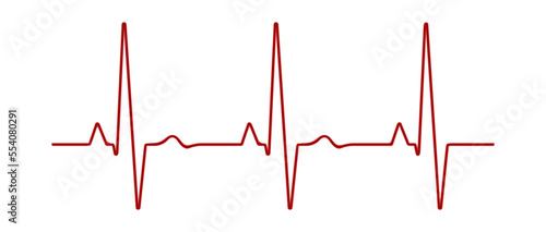 Heart rate graph. Heart beat line. Ekg icon wave. Red color. Sound wave line. Medical design.