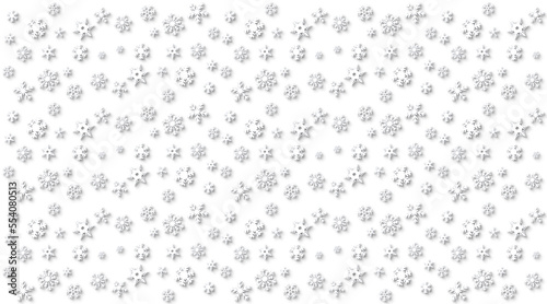 Various snowflakes with shadow on a white background - digital illustration.