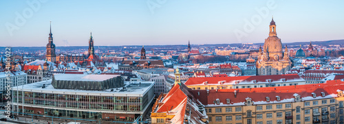 Winter panorama of Dresden from the tower of the Holy Cross Church