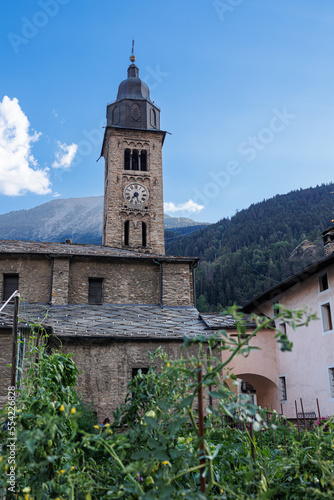 Church of Santa Maria Assunta in Morgex, Aosta Valley, with its Bell Tower, Italy