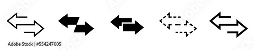 Conjunto de iconos de doble flecha. Flechas opuestas izquierda y derecha. Concepto de invertir sentido, intercambiar, cambio. Ilustración vectorial
