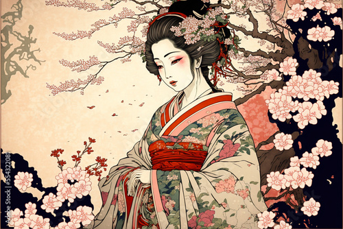 ukiyo-e blossom goddess