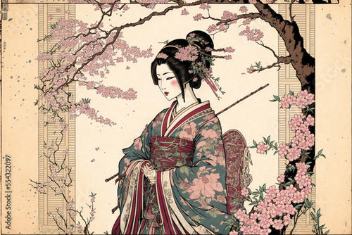 ukiyo-e blossom goddess