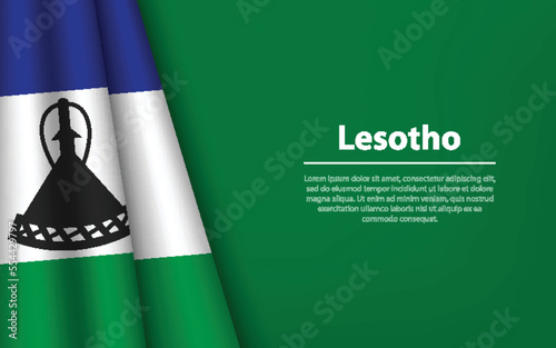 Wave flag of Lesotho with copyspace background.