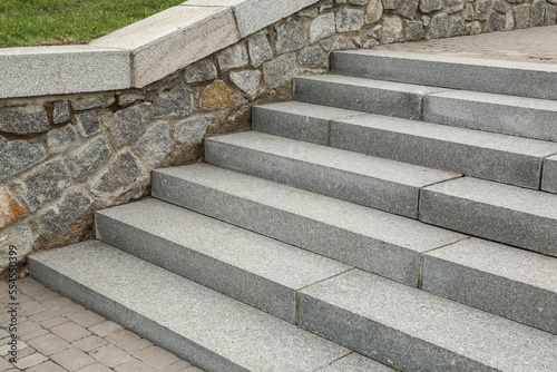 View of granite steps outdoors