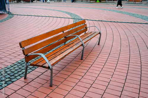 Hostile architecture. Bench with metal armrests designed to stop people laying down. Defensive architecture.