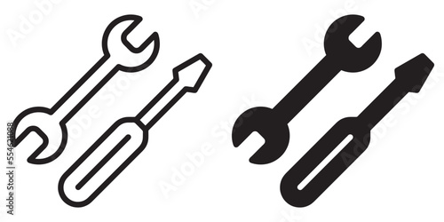 ofvs270 OutlineFilledVectorSign ofvs - repair service vector icon . wrench screwdriver sign . tool symbol . isolated transparent . black outline and filled version . AI 10 / EPS 10 / PNG . g11610