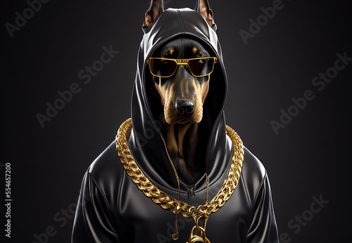 Cool dog Gangsta rapper in sunglasses. sketch art for artist creativity and inspiration. generative AI
