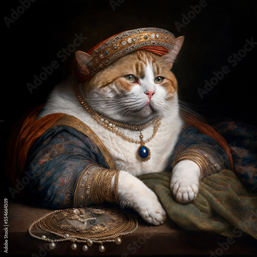 Paintings of an arrogant wealthy richt fat cat, made with Generative AI 