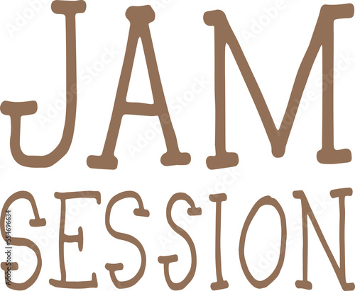 JAM SESSION. Vector lettering with serif and casual look. PNG Transparent. Brown