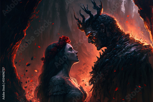 Persephone and Hades in the Underworld Fantasy Concept Art