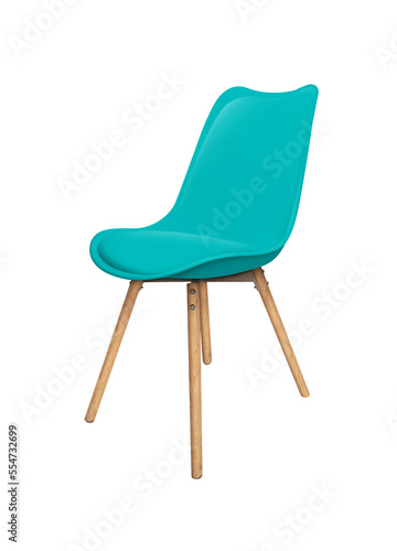 Turquoise Modern chair close up isolated on a transparent background