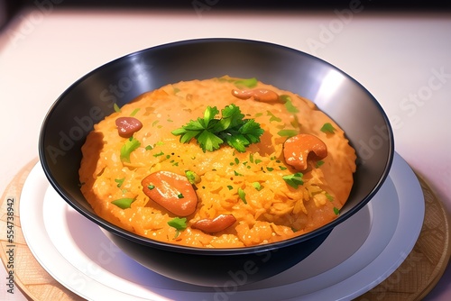 Delicious Indian Biryani Asian Food In Anime Style Digital Painting Illustration