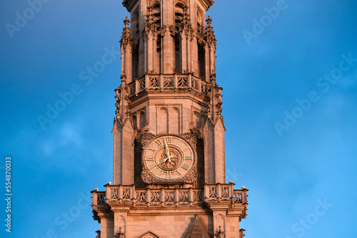 Town Hall and its Belfry in the dusk in Arras in France