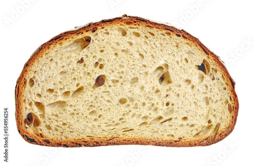 Slice of white rye bread isolated