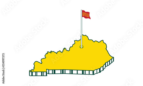 Vector kentucky 3d map on white background 
