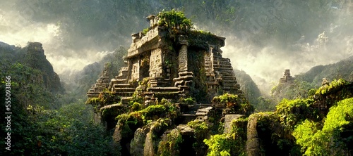 Majestic Ancient Inca Fantasy Temple Deep in the Jungle