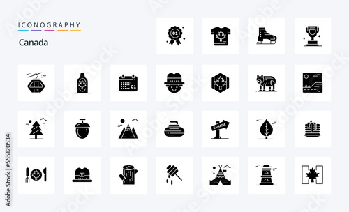 25 Canada Solid Glyph icon pack. Vector icons illustration