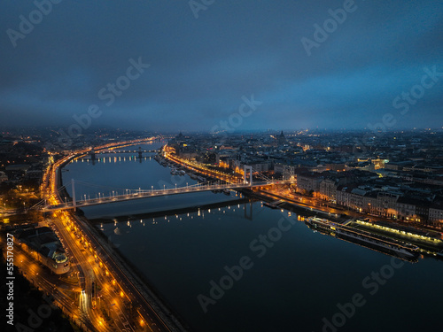 Aerial view of the city of Budapest in Hungary