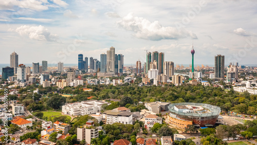 Cityscape of Colombo on a sunny day. Aerial view