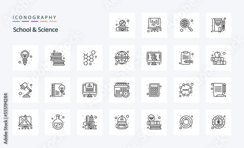 25 School And Science Line icon pack