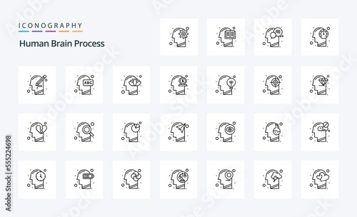 25 Human Brain Process Line icon pack