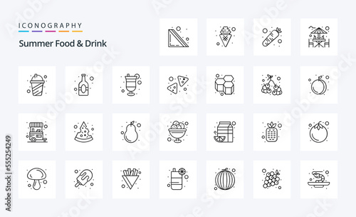 25 Summer Food Drink Line icon pack