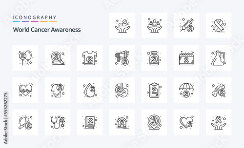 25 World Cancer Awareness Line icon pack