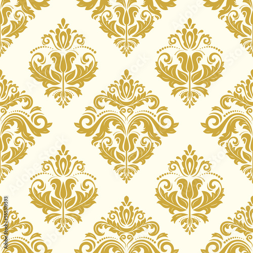 Orient vector classic pattern. Seamless abstract background with vintage elements. Orient golden and white pattern. Ornament for wallpapers and packaging