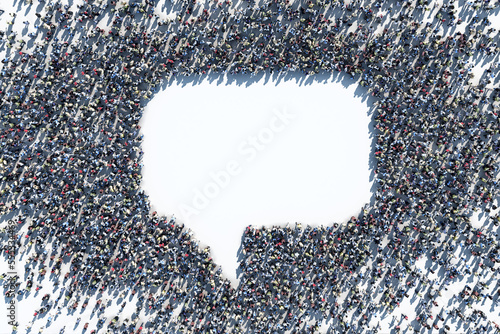 crowd forming a talk bubble, 3d render