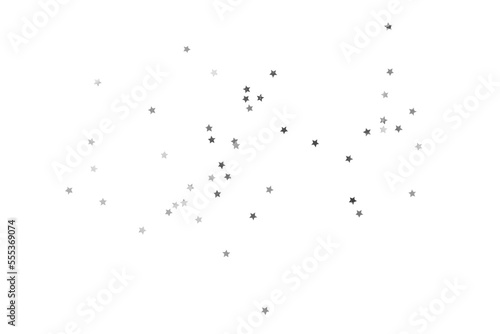 Silver star confetti, Silver stars sparkle decoration cutout, Png file.