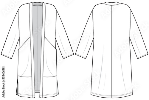 Robe flat sketch technical cad drawing vector template