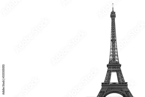 Eiffel Tower isolated on white background. Paris, France. Famous places and travel concept.