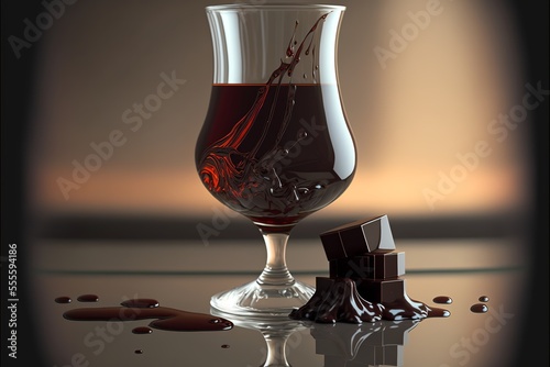 A glass of alcoholic drink - chocolate liqueur