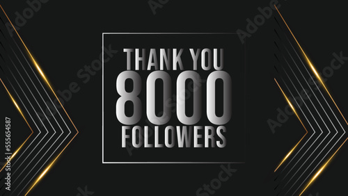 Thank you design Greeting card template for social networks followers, subscribers, like. 8000 followers. 8k followers celebration 