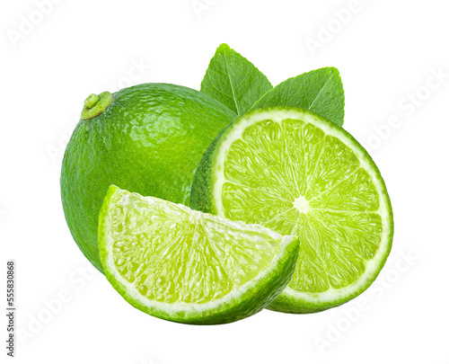 lime with leaf isolated on transparent png