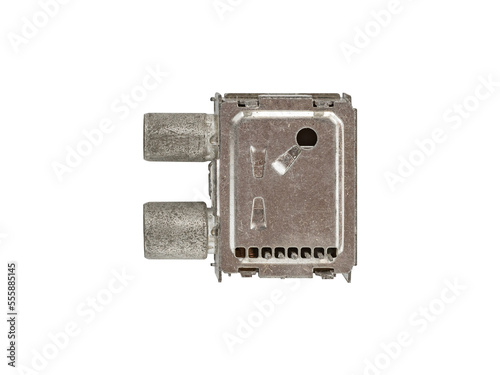 Radio frequency modulator module device is isolated on white background.
