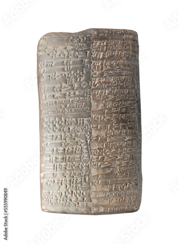 Cuneiform tablet isolated on white