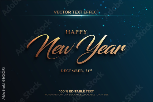 Happy new year editable text effect with dark blue backround style 