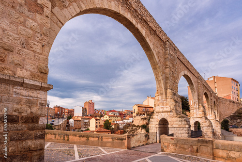 Old Los Arcos Aqueduct in Teruel, Spain. Relevant engineering works of the Spanish Renaissance