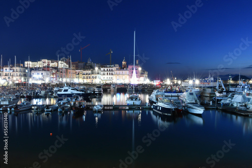 Boats moored in the port of Pozzuoli, a town in the province of Naples, Italy.