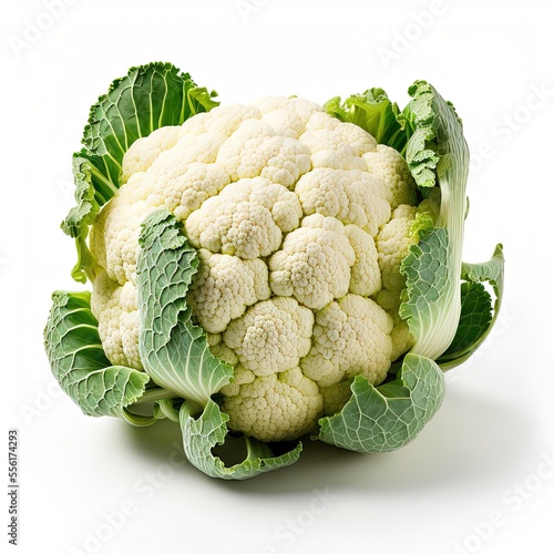 Isolated closeup of a fresh head of cauliflower