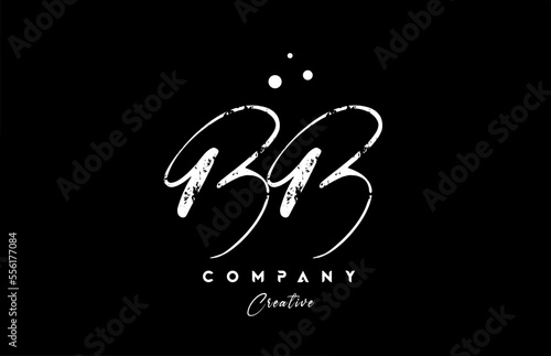 vintage BB alphabet letter logo icon combination design with dots. Creative hand written template for company