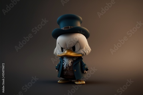 Old bird figure with a tophat looking angry, created with generative ai