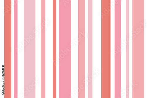 Seamless vector white pink background fabric pattern stripe unbalance stripe patterns cute vertical pink pastel color stripes different size symmetric grid for valentine day love fabric pattern.